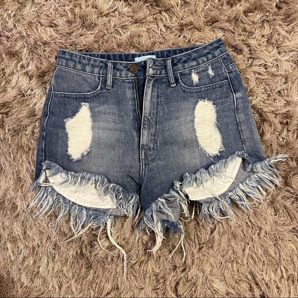 Mumu Blue Wyoming High Waist Jean Shorts